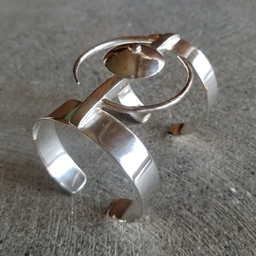 Sterling silver plated cuff bracelet ying yang - Picture 5 of 8